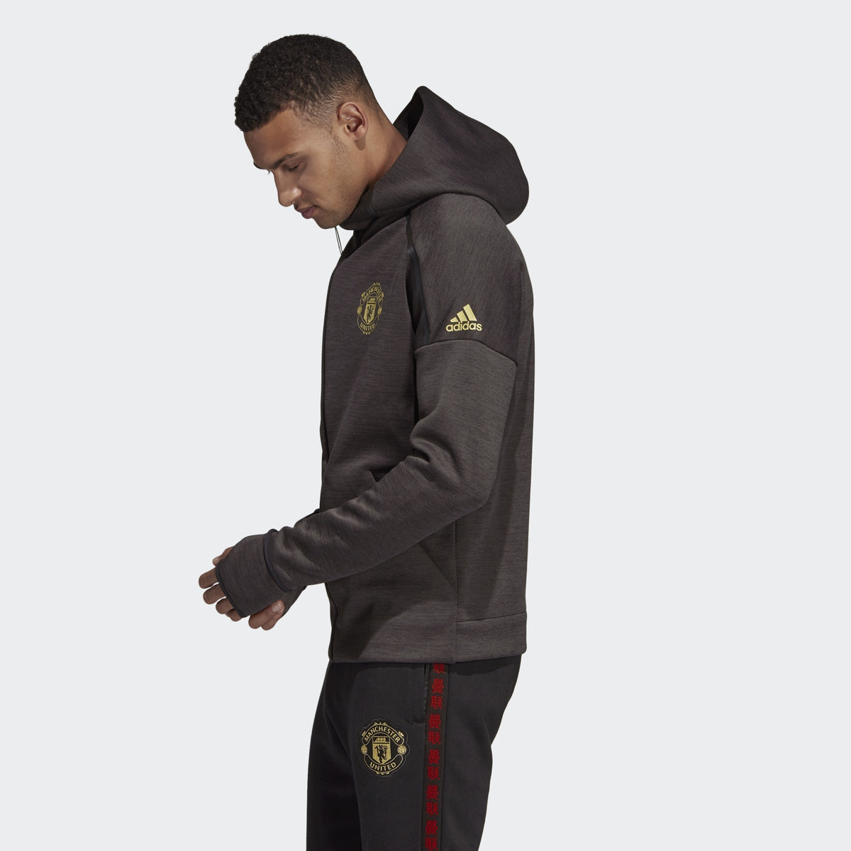Men's Manchester United Z.N.E. Jacket - Carbon - DZ0456-ADIDAS by Adidas | Available at Niky's Sports