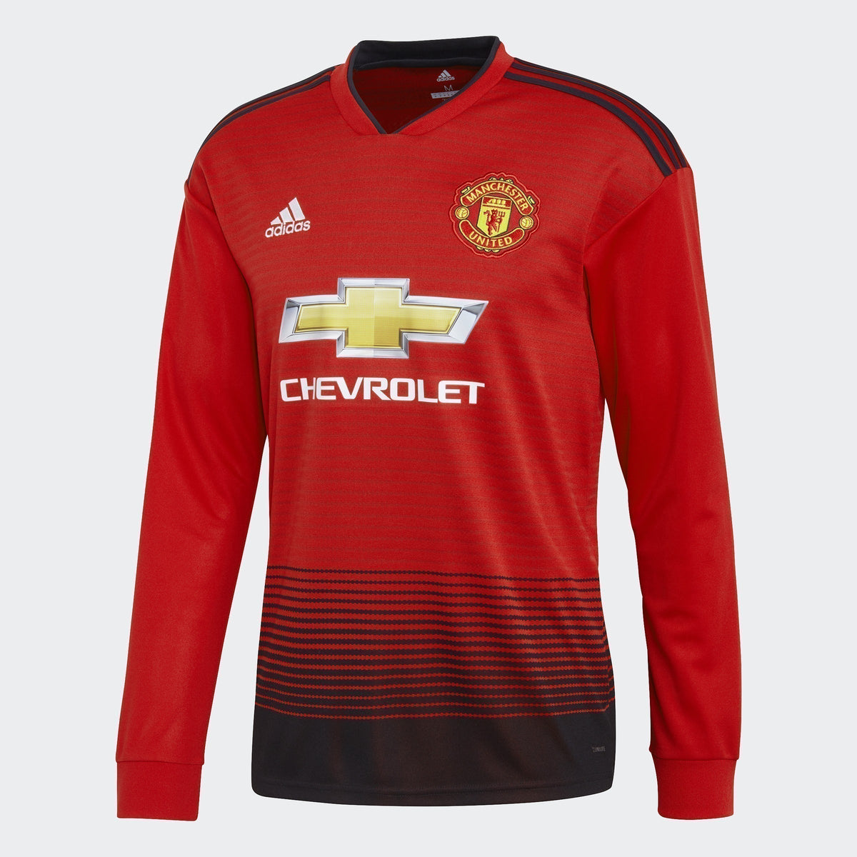 Men&#39;s Manchester United Longsleeve Home Jersey - Real Red/Black