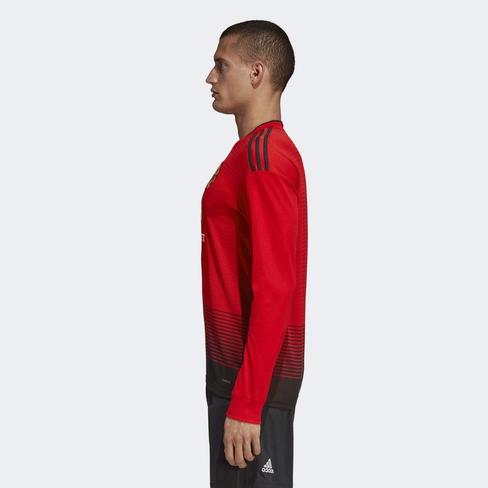 Men's Manchester United Longsleeve Home Jersey - Real Red/Black