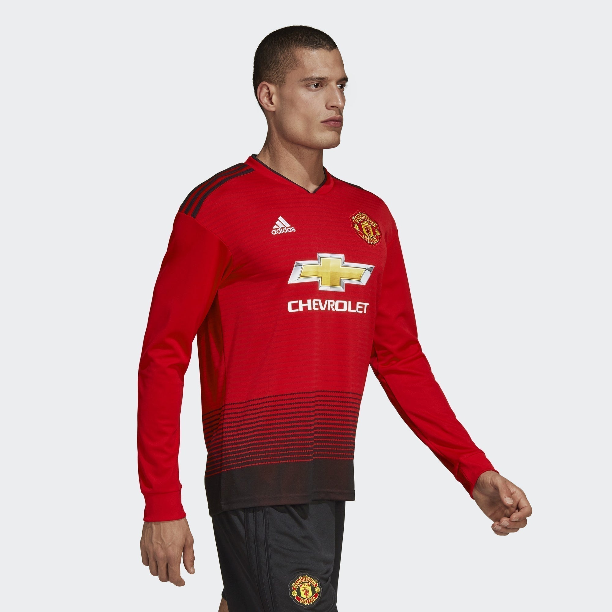 Men's Manchester United Longsleeve Home Jersey - Real Red/Black