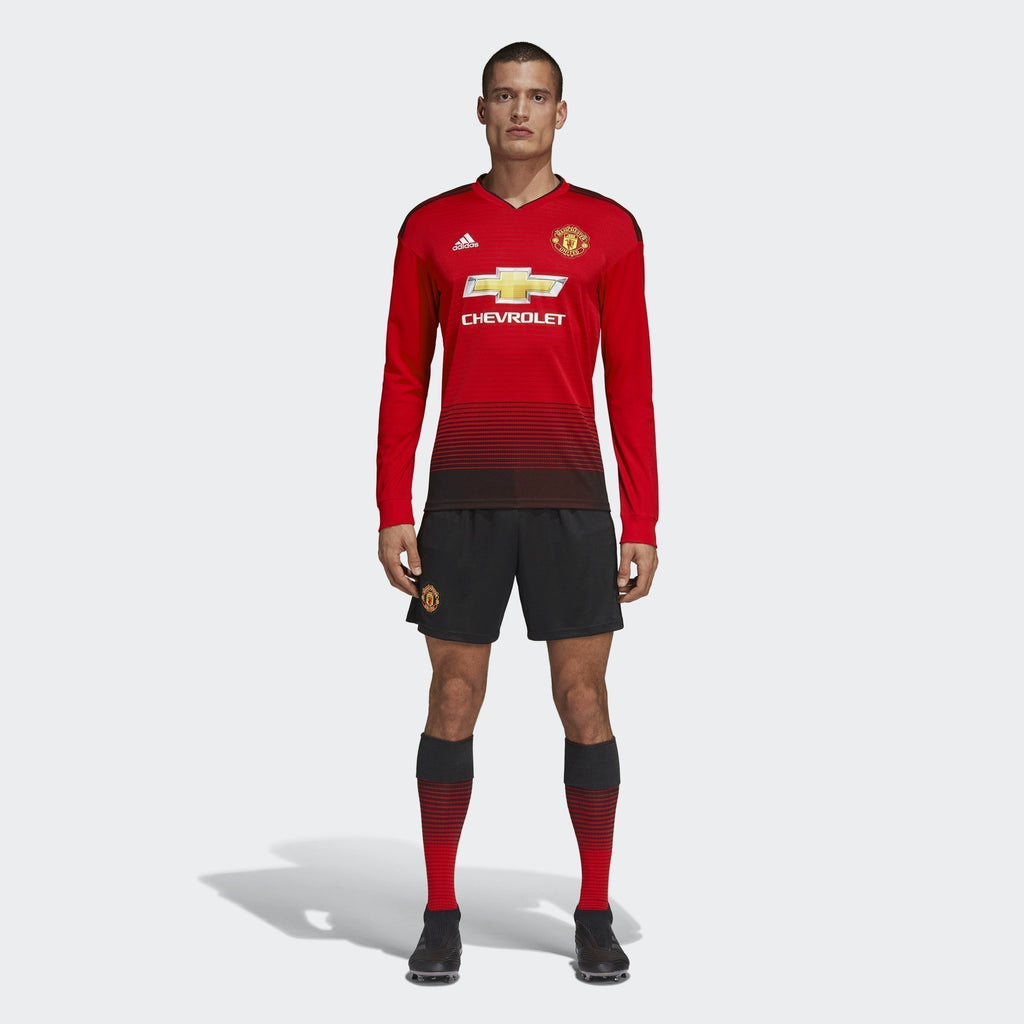 Men's Manchester United Longsleeve Home Jersey - Real Red/Black - CG0047-ADIDAS by Adidas | Available at Niky's Sports