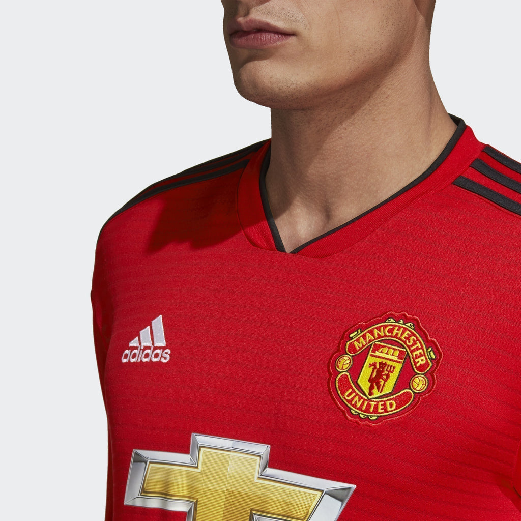 Men's Manchester United Longsleeve Home Jersey - Real Red/Black - CG0047-ADIDAS by Adidas | Available at Niky's Sports