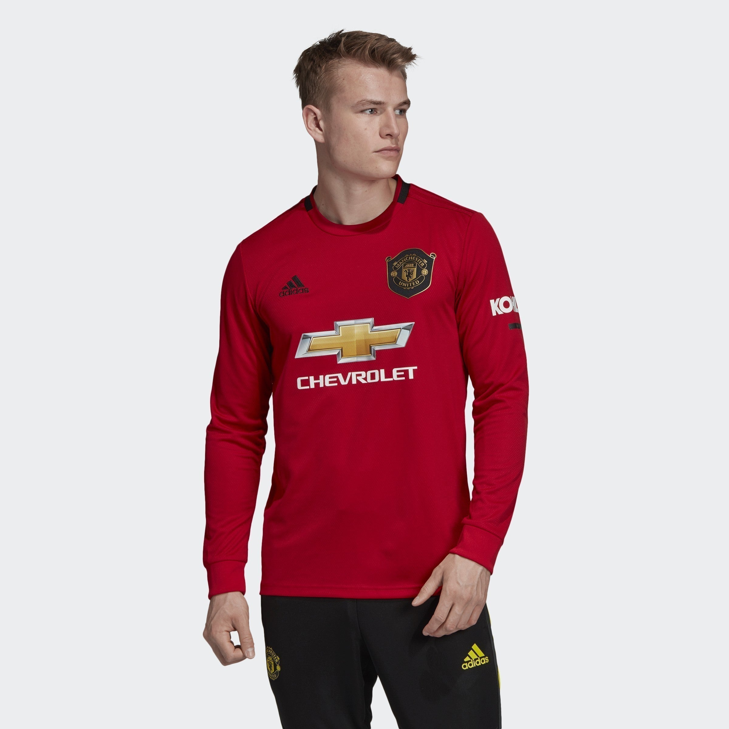 Men's Manchester United Home LS Jersey - Real Red - DX8954-ADIDAS by Adidas | Available at Niky's Sports