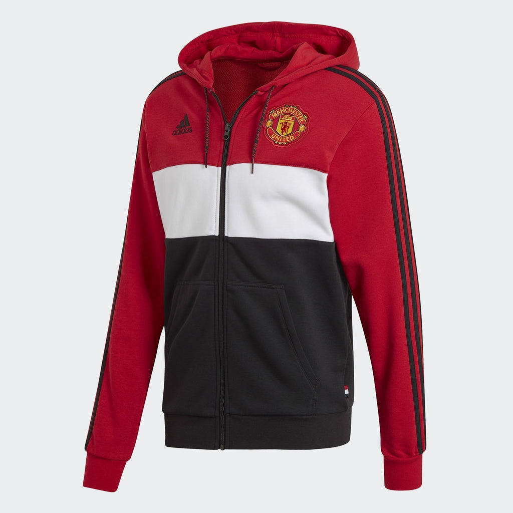 Men's Manchester United Hoodie - Real Red/White/Black - DX9084-ADIDAS by Adidas | Available at Niky's Sports