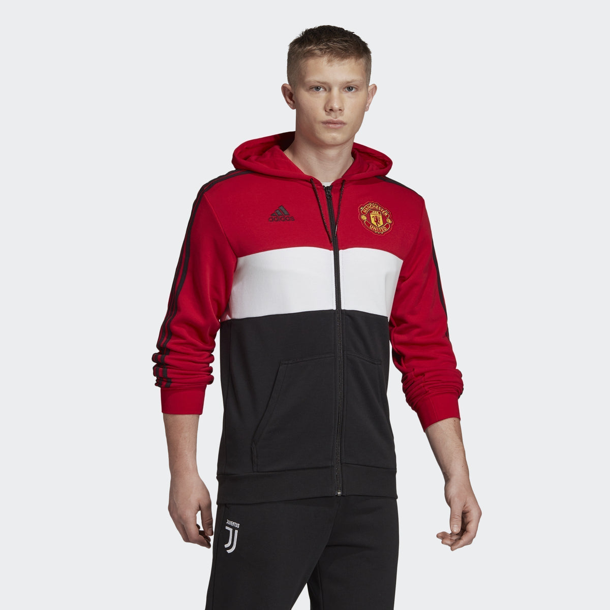 Men's Manchester United Hoodie - Real Red/White/Black - DX9084-ADIDAS by Adidas | Available at Niky's Sports
