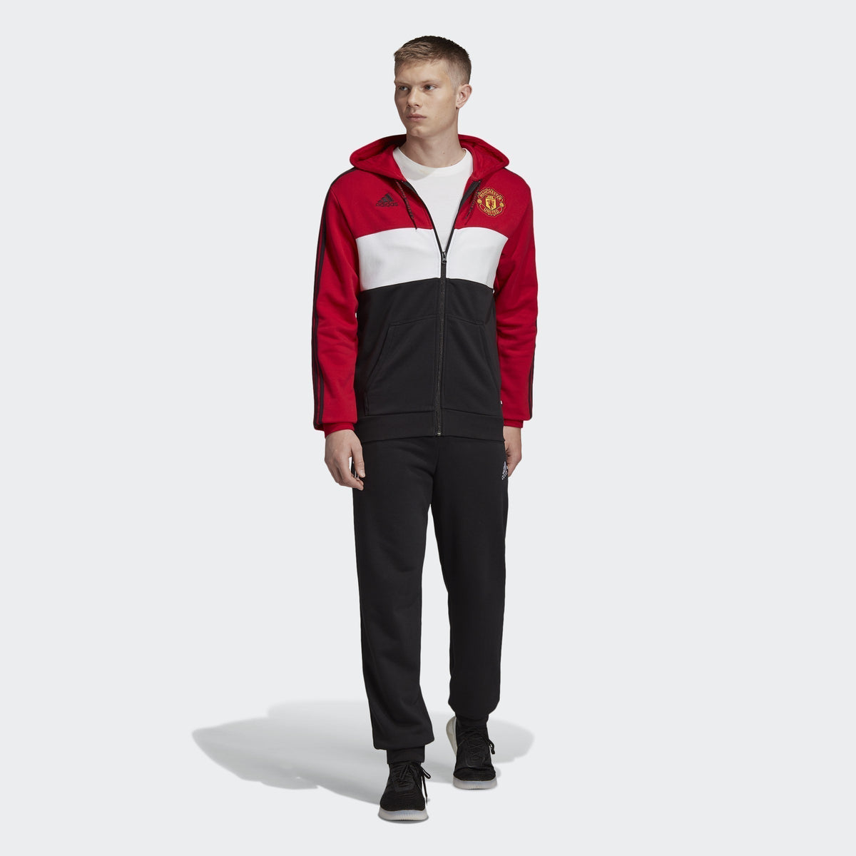 Men's Manchester United Hoodie - Real Red/White/Black - DX9084-ADIDAS by Adidas | Available at Niky's Sports