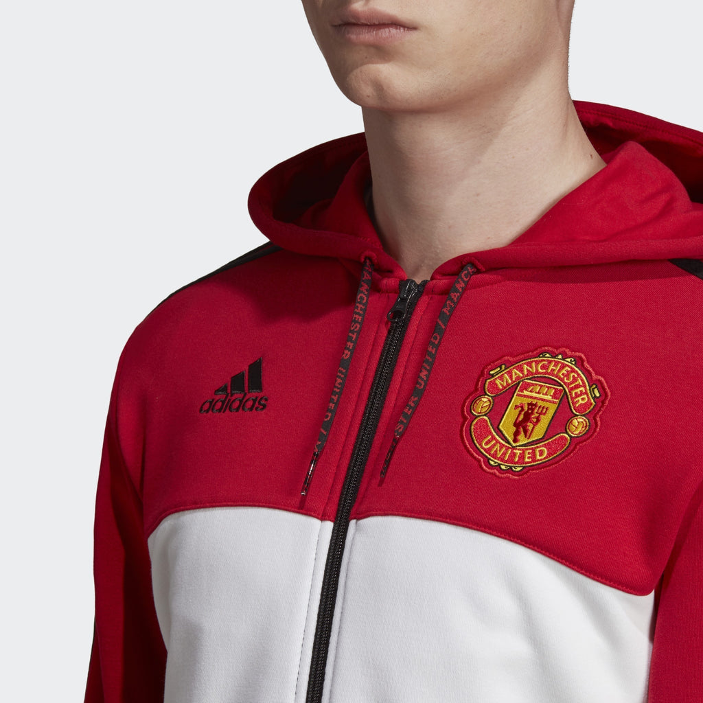 Men's Manchester United Hoodie - Real Red/White/Black - DX9084-ADIDAS by Adidas | Available at Niky's Sports