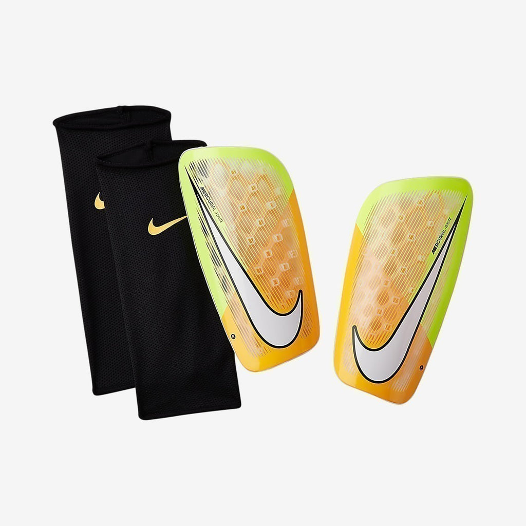 Mercurial Flyknit Shin Guards - Laser Orange/Volt - SP2085-817-NIKE by Nike | Available at Niky's Sports