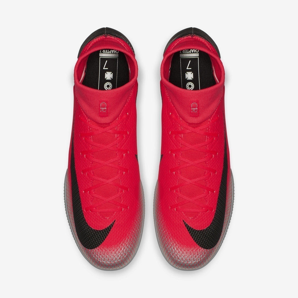 CR7 MercurialX Superfly 6 Academy IN Soccer Shoes - BCrimson/Chrome/Dark Grey/Black - AJ3567-600-NIKE by Nike | Available at Niky's Sports