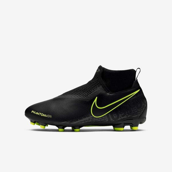 Kid's PhantomVSN Academy DF FG/MG Cleats - Black/Volt