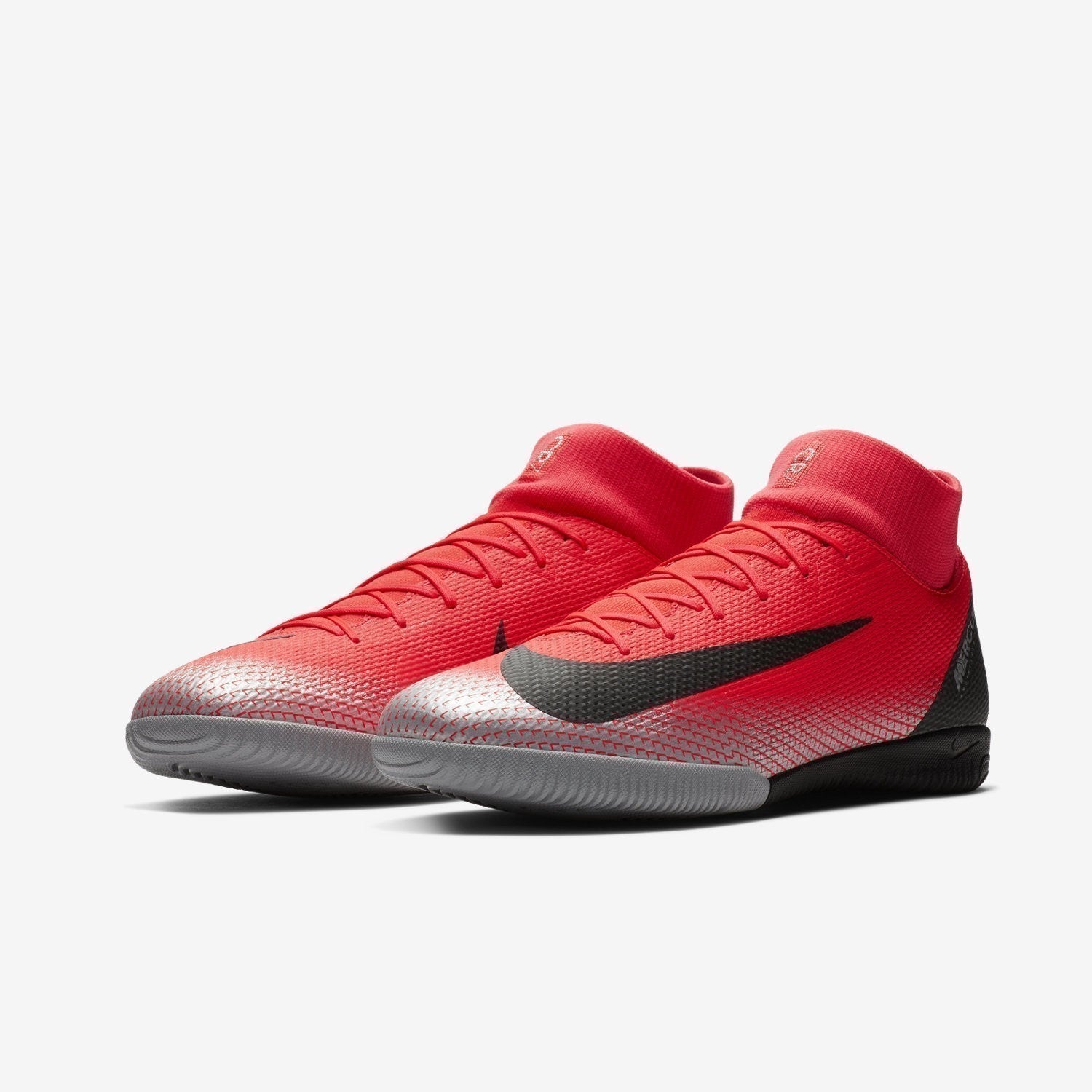 CR7 MercurialX Superfly 6 Academy IN Soccer Shoes - BCrimson/Chrome/Dark Grey/Black - AJ3567-600-NIKE by Nike | Available at Niky's Sports