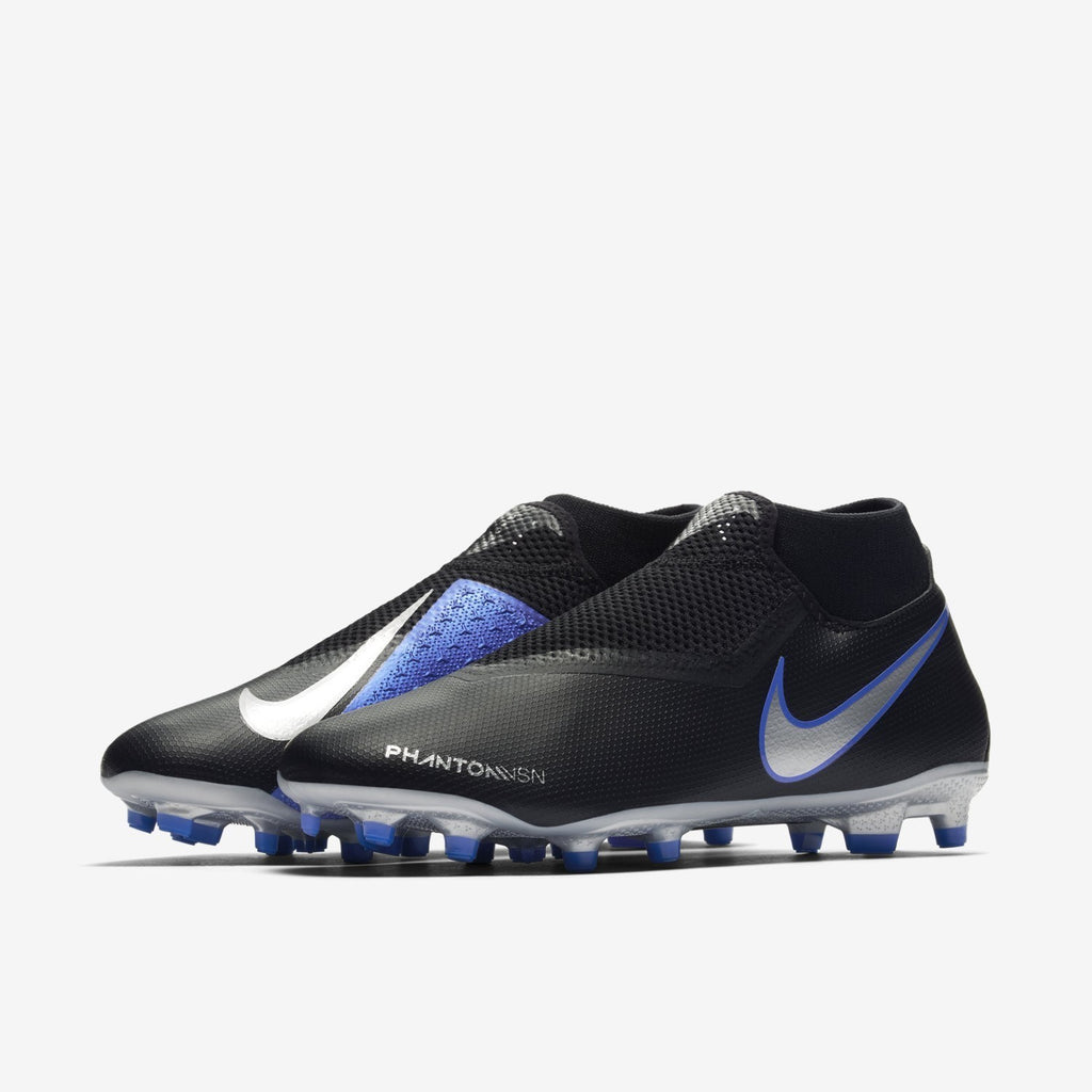 Phantom Vision Academy DF FG Soccer Cleats - Black/Metallic Silver/Racer Blue - AO3258-004-NIKE by Nike | Available at Niky's Sports