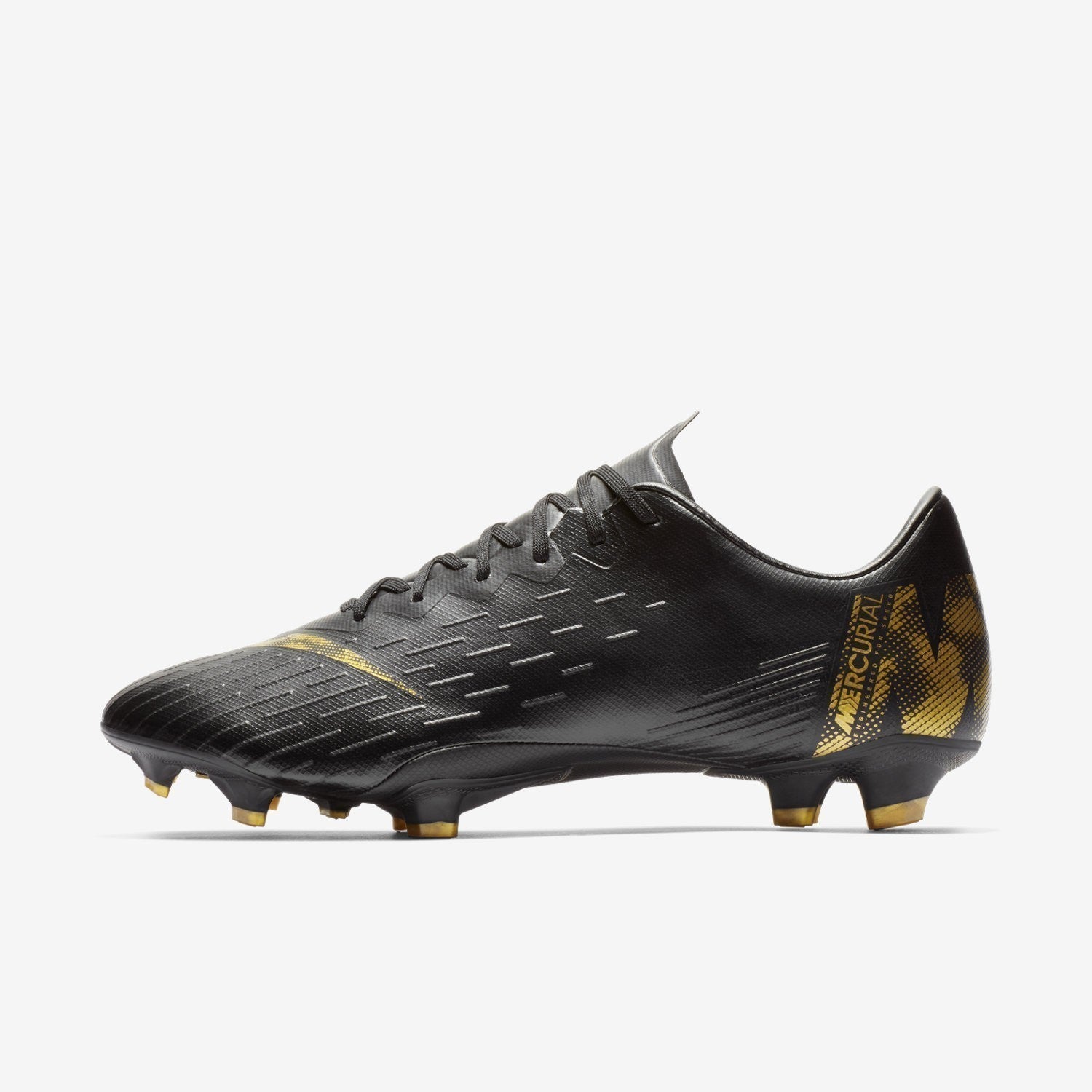 Men's Vapor 12 Pro FG Soccer Cleats - Black/Metallic Vivid Gold - AH7382-077-NIKE by Nike | Available at Niky's Sports
