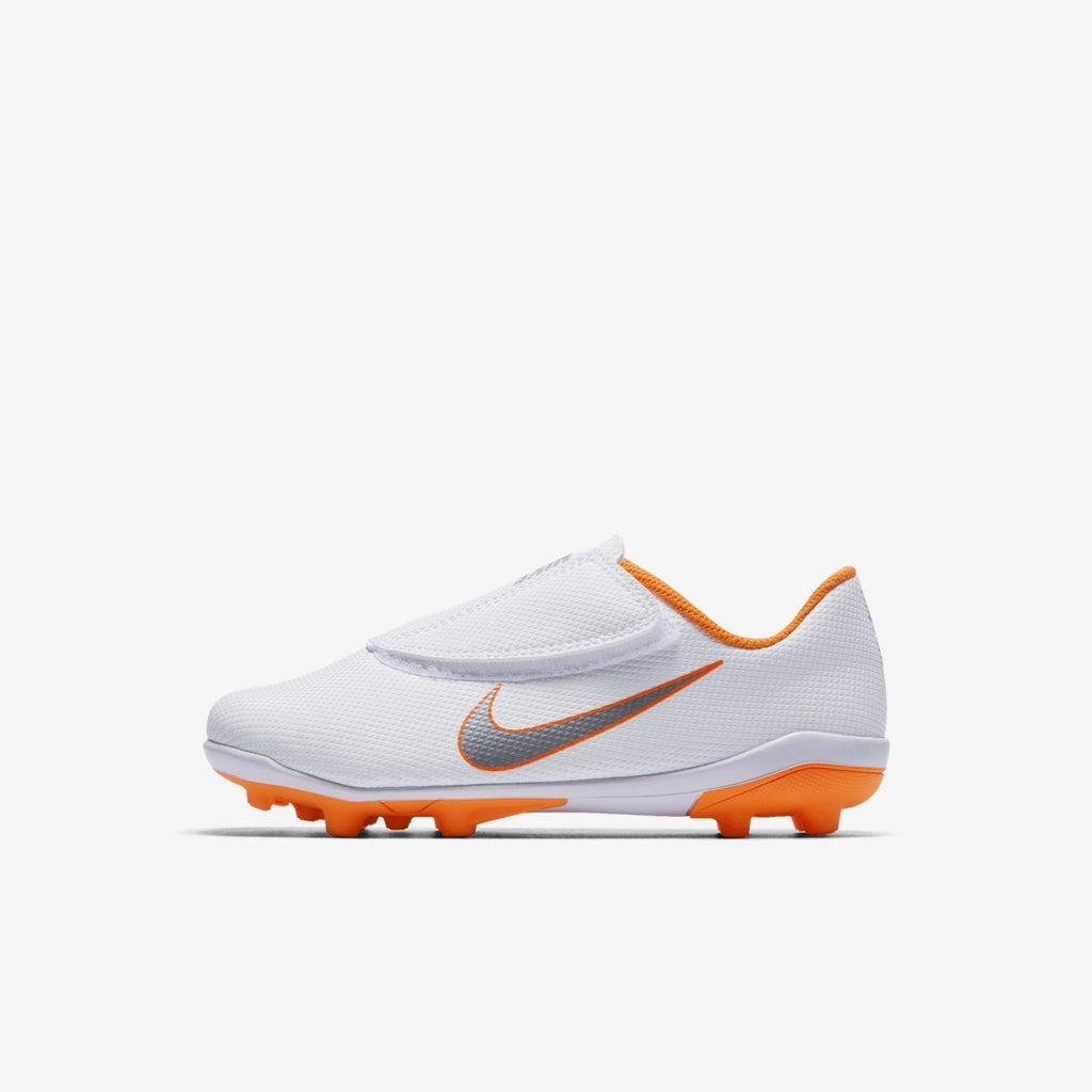 Kid's Mercurial Vapor XII Academy MG Soccer Cleats - White/Total Orange/Grey - AH7351-107-NIKE by Nike | Available at Niky's Sports