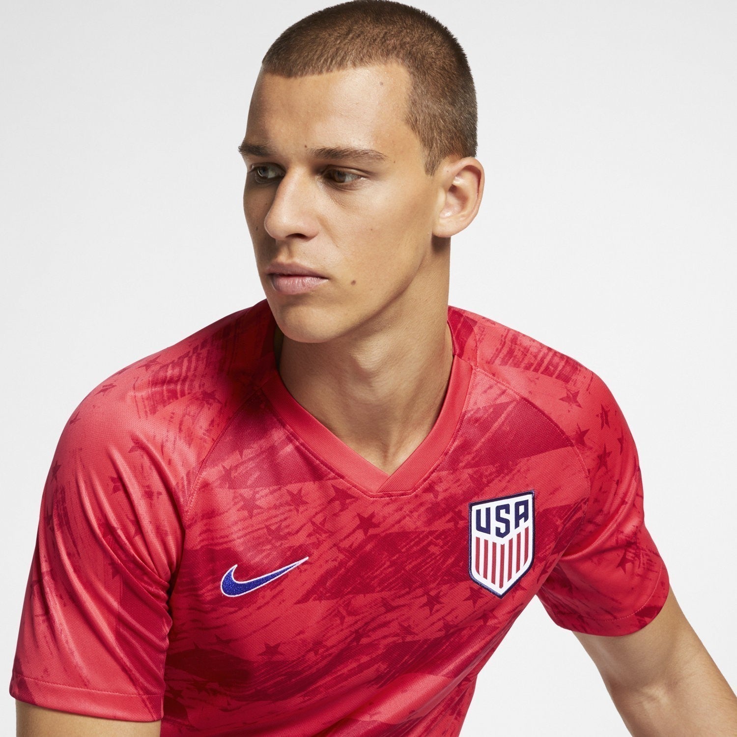 Men's USA 2019 Away Stadium Jersey - Speed Red/Bright Blue/Bright Blue - AJ4355-688-NIKE by Nike | Available at Niky's Sports