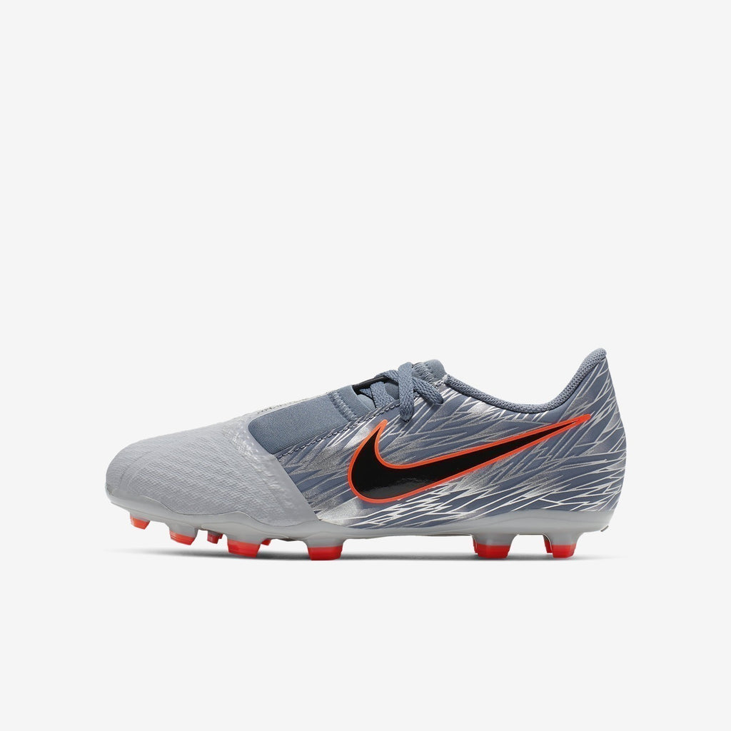Kid's PhantomVNM Academy FG Cleats - Wolf Grey/Armory Blue/Pure Platinum/Black - AO0362-008-NIKE by Nike | Available at Niky's Sports