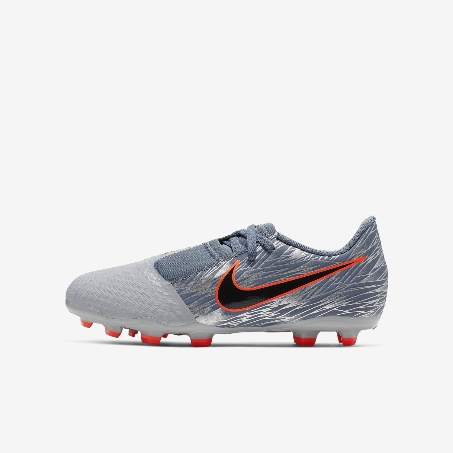 Kid's PhantomVNM Academy FG Cleats - Wolf Grey/Armory Blue/Pure Platinum/Black - AO0362-008-NIKE by Nike | Available at Niky's Sports