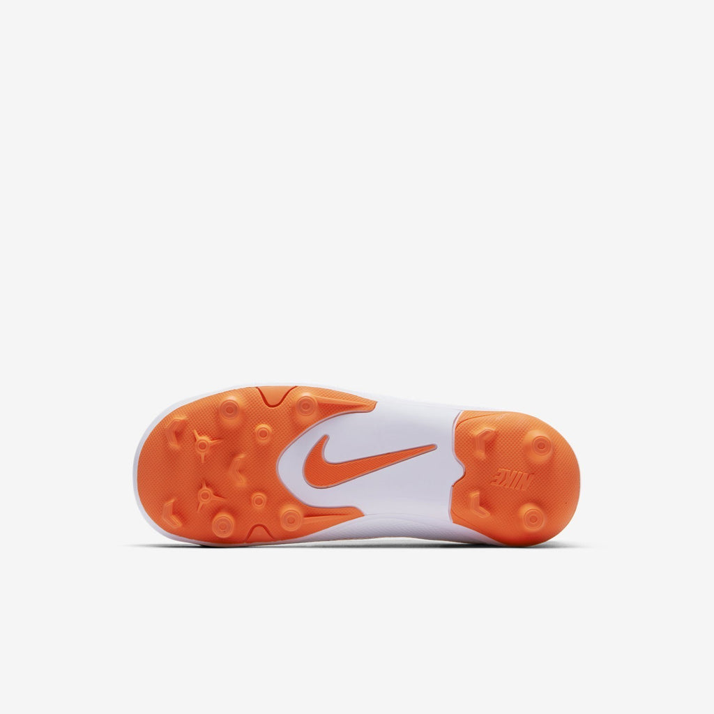 Kid's Mercurial Vapor XII Academy MG Soccer Cleats - White/Total Orange/Grey - AH7351-107-NIKE by Nike | Available at Niky's Sports