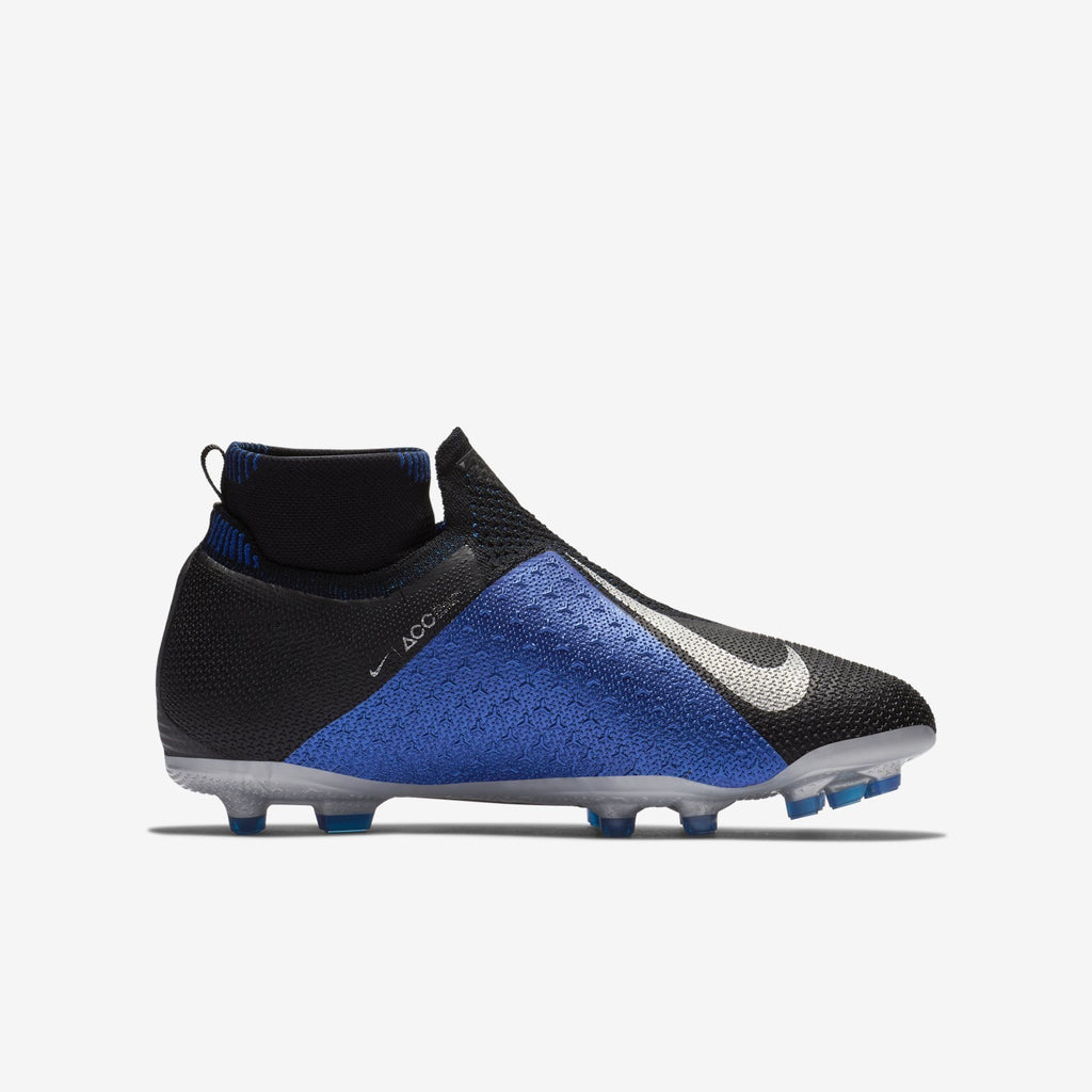 Kid's Phantom Vision Elite DF MG Soccer Cleats - Black/Racer Blue/Metallic Silver - AO3289-004-NIKE by Nike | Available at Niky's Sports