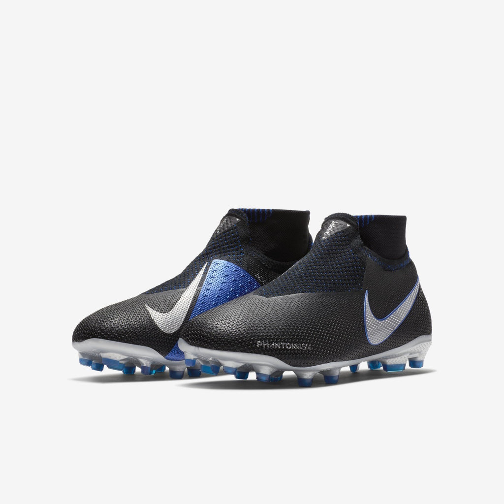 Kid's Phantom Vision Elite DF MG Soccer Cleats - Black/Racer Blue/Metallic Silver - AO3289-004-NIKE by Nike | Available at Niky's Sports
