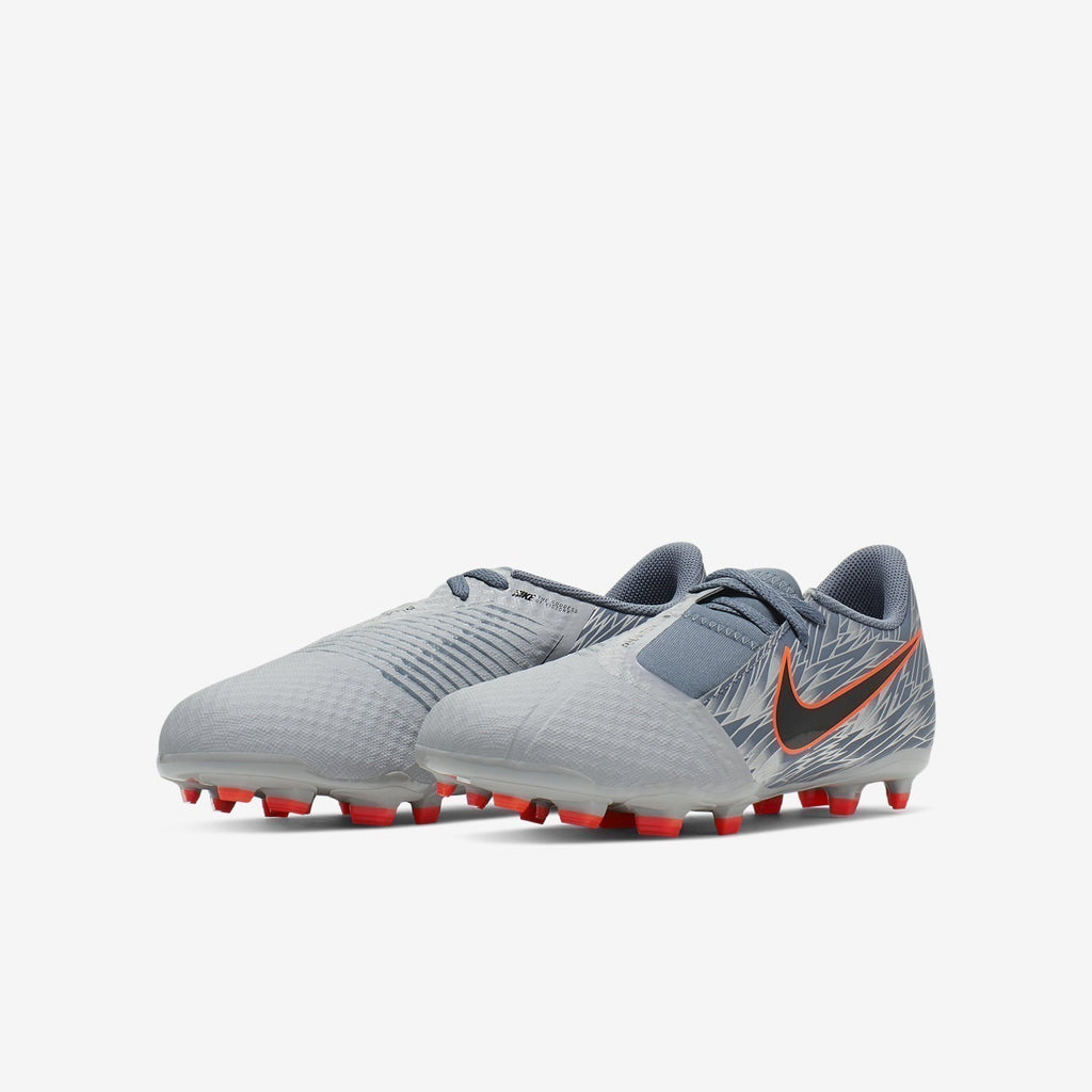 Kid's PhantomVNM Academy FG Cleats - Wolf Grey/Armory Blue/Pure Platinum/Black - AO0362-008-NIKE by Nike | Available at Niky's Sports