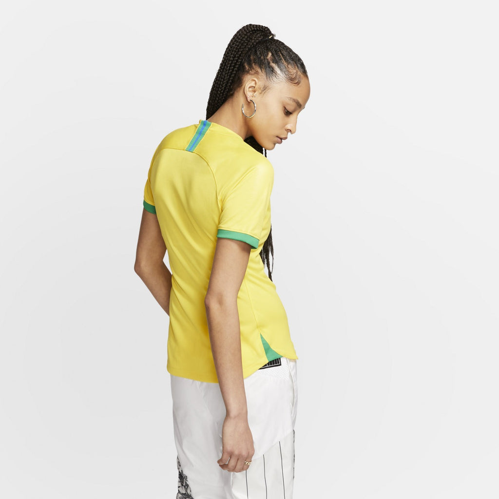 Women's Brasil CBF 2019 Stadium Home Jersey - Midwest Gold/Lucky Green - AJ4390-749-NIKE by Nike | Available at Niky's Sports