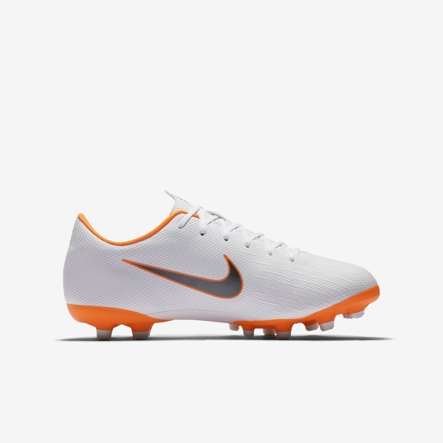 Kid's Mercurial Vapor XII Academy MG Soccer Shoes - White/Total Orange/Grey - AH7347-107-NIKE by Nike | Available at Niky's Sports