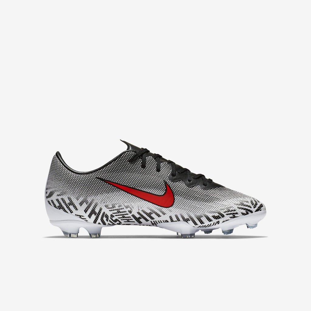 Kid's Neymar Jr. Mercurial Vapor 12 Elite FG Soccer Cleats - White/Black/Challenge Red - AV4792-170-NIKE by Nike | Available at Niky's Sports
