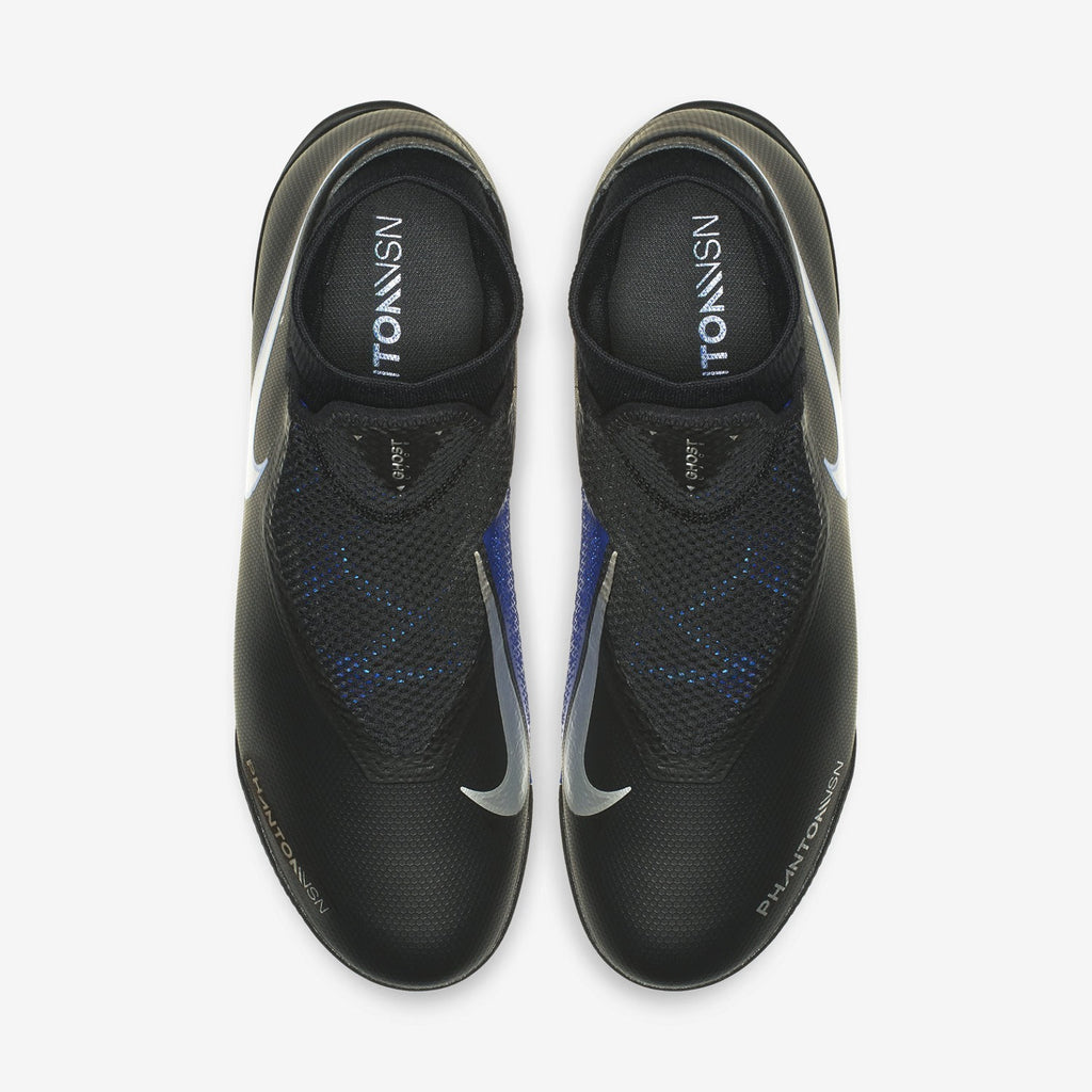 Phantom Vision Academy DF TF Soccer Shoes - Black/Metallic Silver/Racer Blue - AO3269-004-NIKE by Nike | Available at Niky's Sports