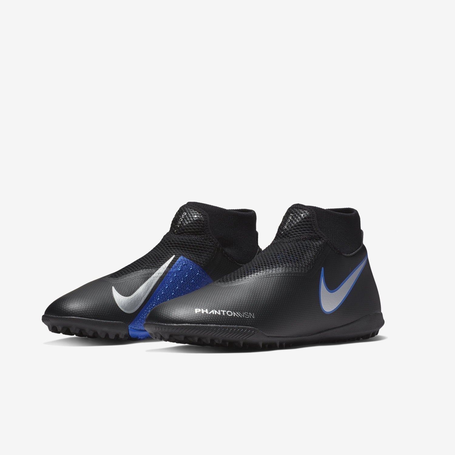 Phantom Vision Academy DF TF Soccer Shoes - Black/Metallic Silver/Racer Blue - AO3269-004-NIKE by Nike | Available at Niky's Sports