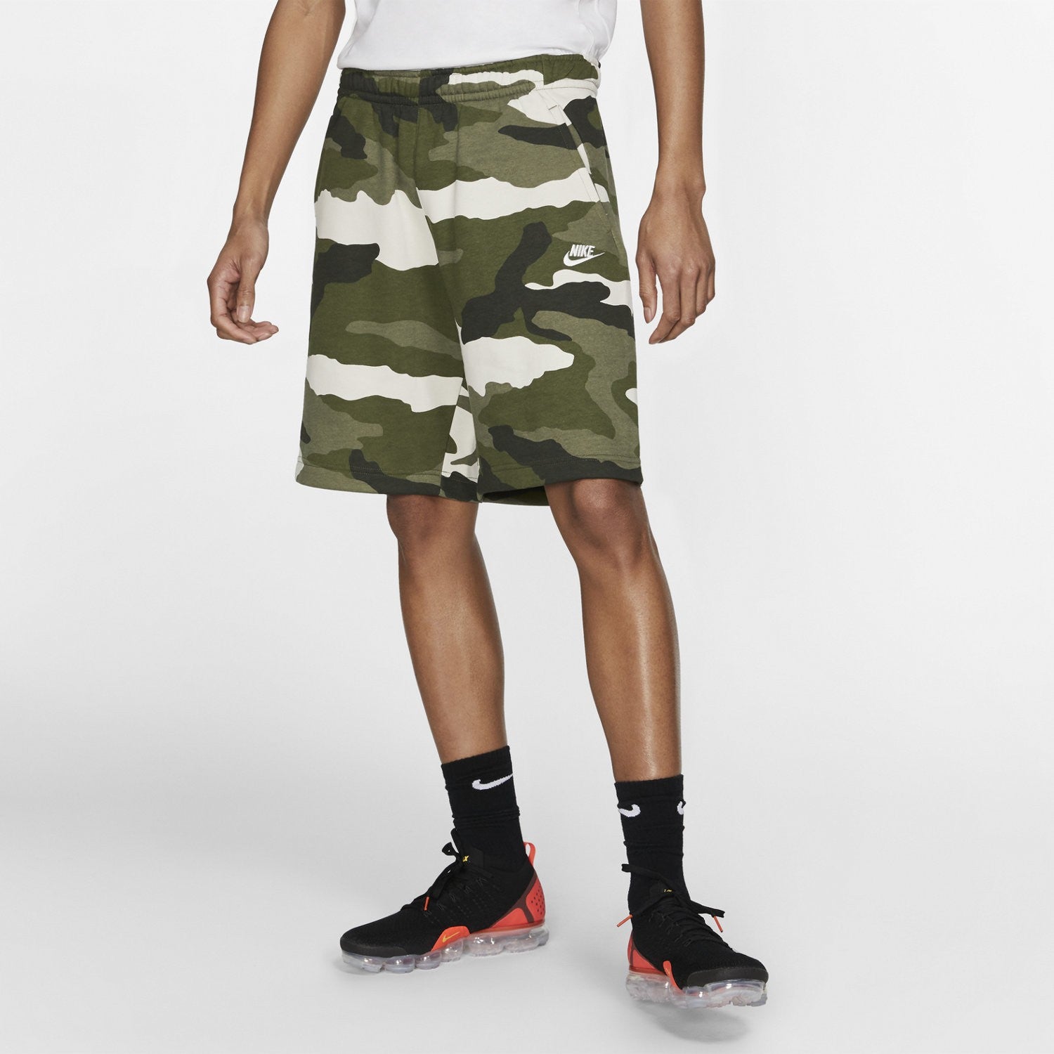 Men's Sportswear Club Fleece Shorts - Medium Olive/Medium Olive/Summit White - CJ9931-222-NIKE by Nike | Available at Niky's Sports