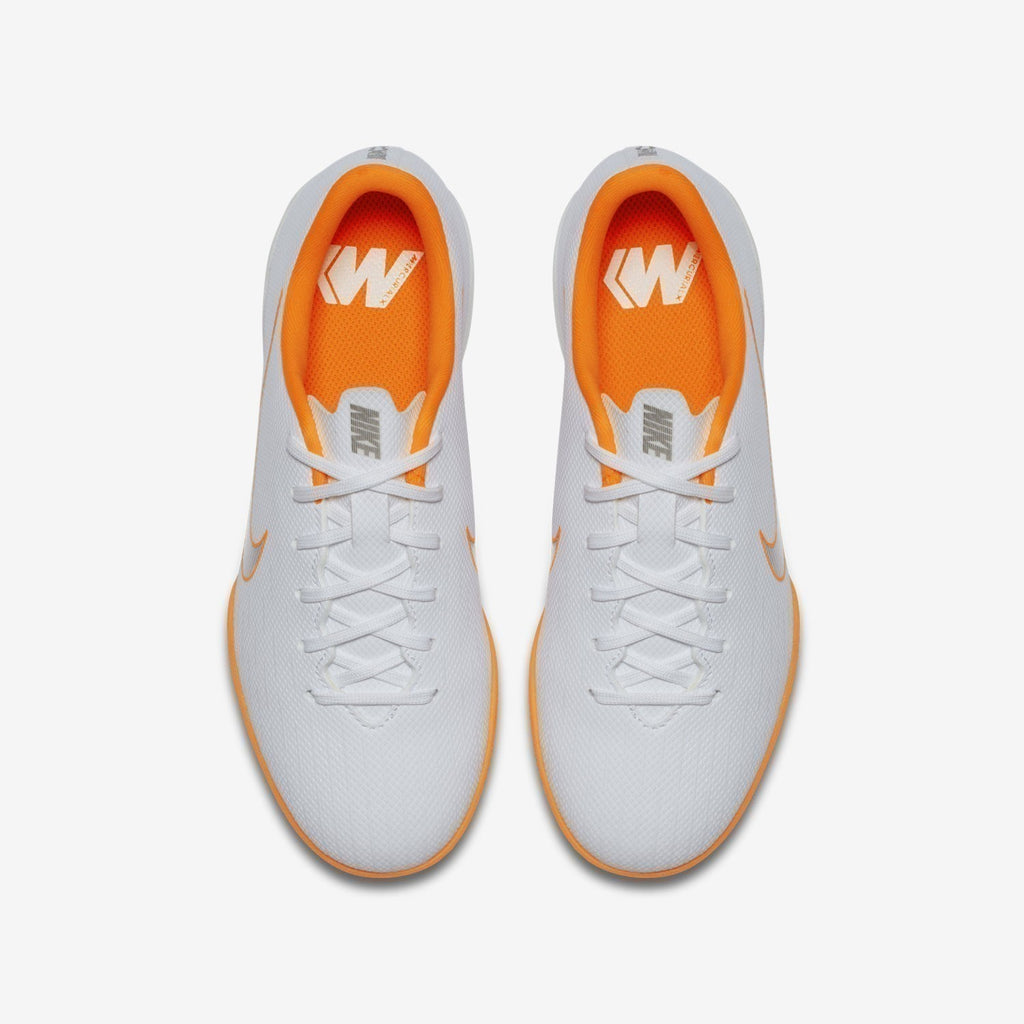Kid's MercurialX Vapor XII Academy Indoor Soccer Shoes - White/Orange/Grey