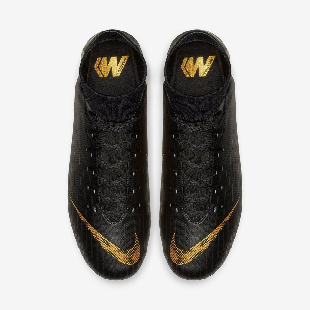 Men's Mercurial Superfly 6 Academy FG/MG Soccer Cleats - Black/Metallic Vivid Gold - AH7362-077-NIKE by Nike | Available at Niky's Sports