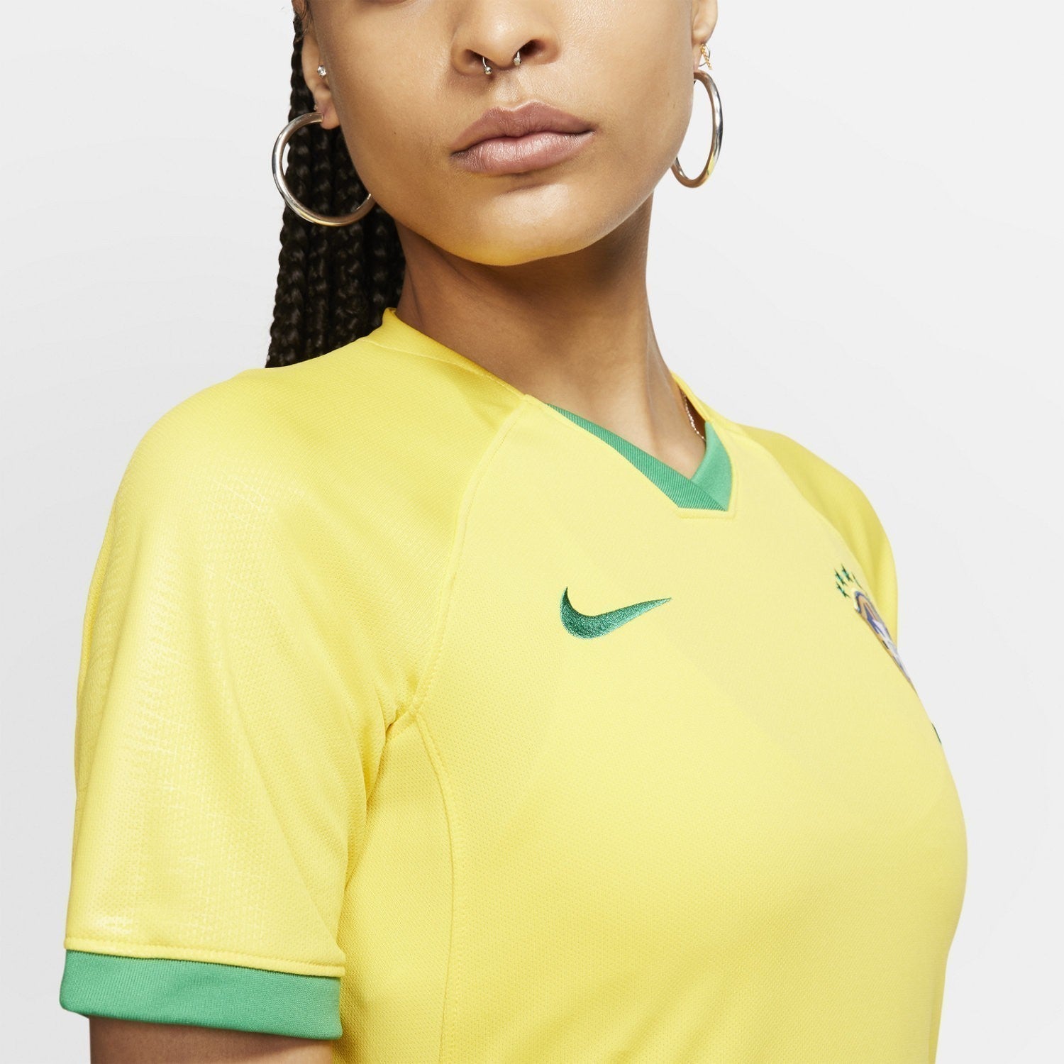 Women's Brasil CBF 2019 Stadium Home Jersey - Midwest Gold/Lucky Green