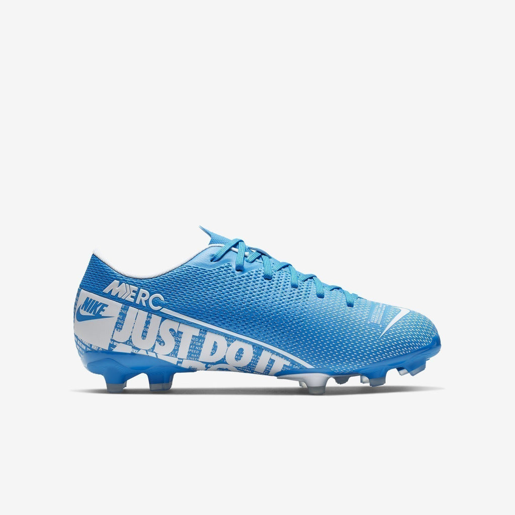 Kid's Vapor 13 Academy FG/MG Cleats - White/Obsidian - AT8123-414-NIKE by Nike | Available at Niky's Sports