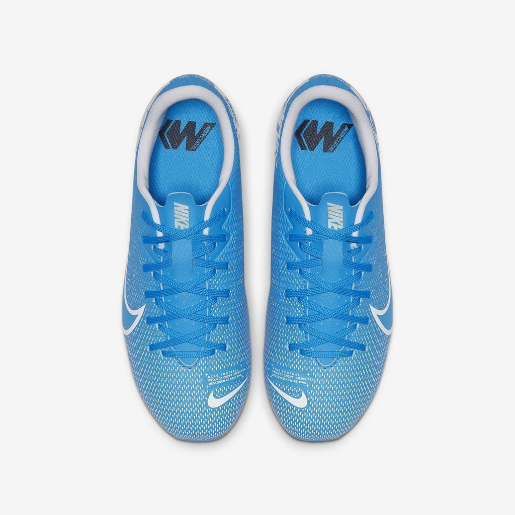 Kid's Vapor 13 Academy FG/MG Cleats - White/Obsidian - AT8123-414-NIKE by Nike | Available at Niky's Sports