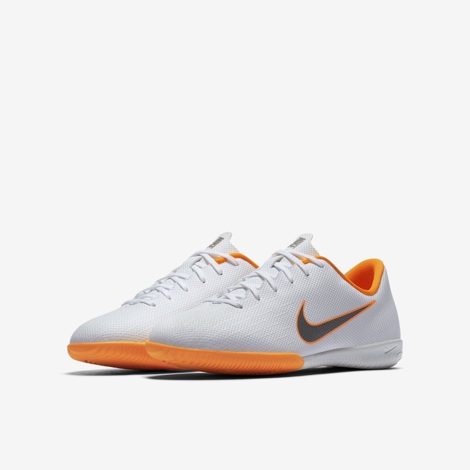 Kid's MercurialX Vapor XII Academy Indoor Soccer Shoes - White/Orange/Grey