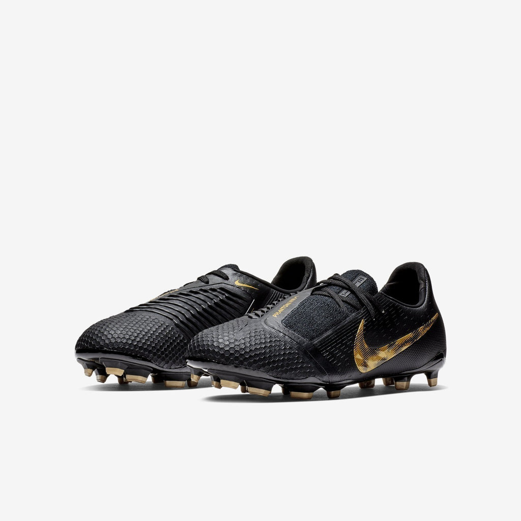 Kid's PhantomVNM Elite FG Soccer Cleats - Black/Metallic Vivid Gold - AO0401-077-NIKE by Nike | Available at Niky's Sports