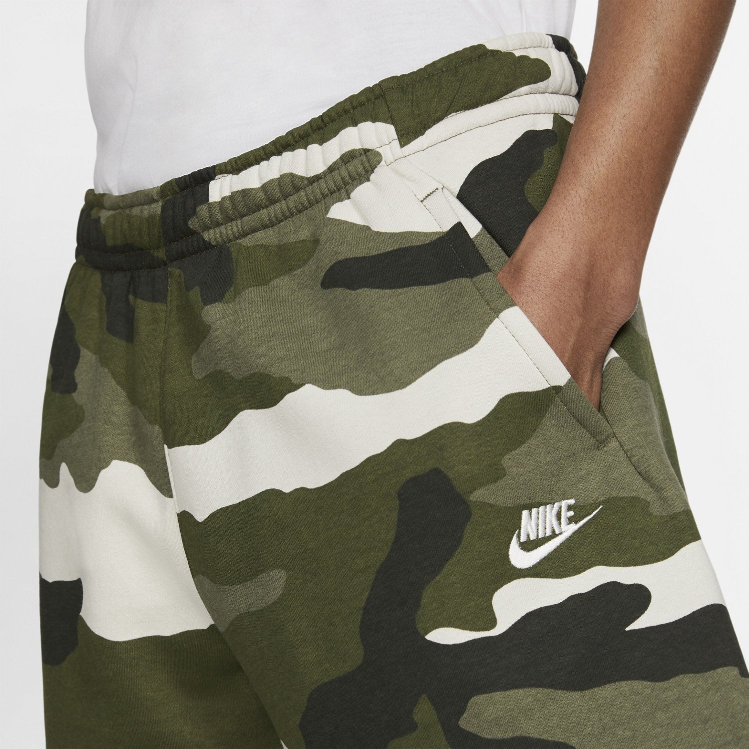 Men's Sportswear Club Fleece Shorts - Medium Olive/Medium Olive/Summit White - CJ9931-222-NIKE by Nike | Available at Niky's Sports
