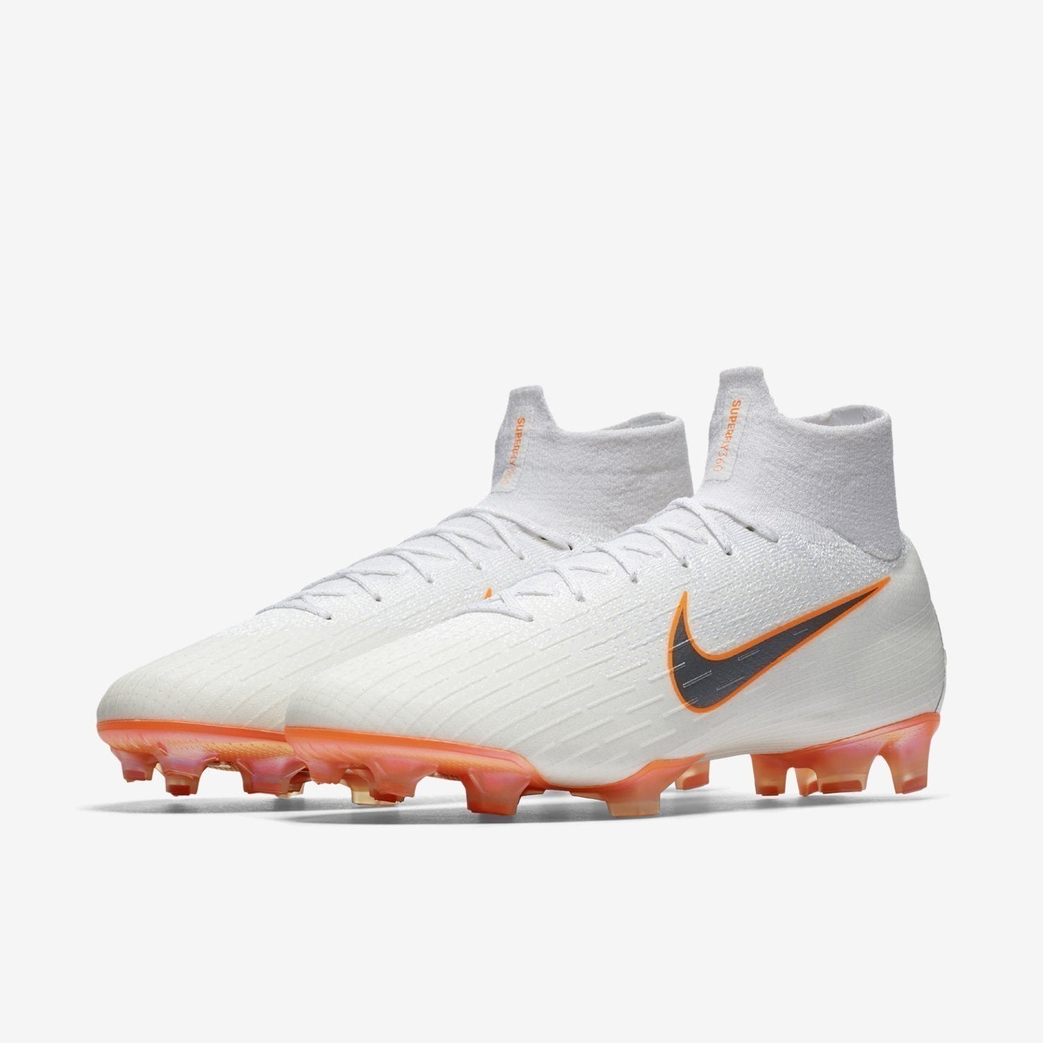 Mercurial Superfly 6 360 Elite FG Soccer Cleats - White/Total Orange/Grey - AH7365-107-NIKE by Nike | Available at Niky's Sports