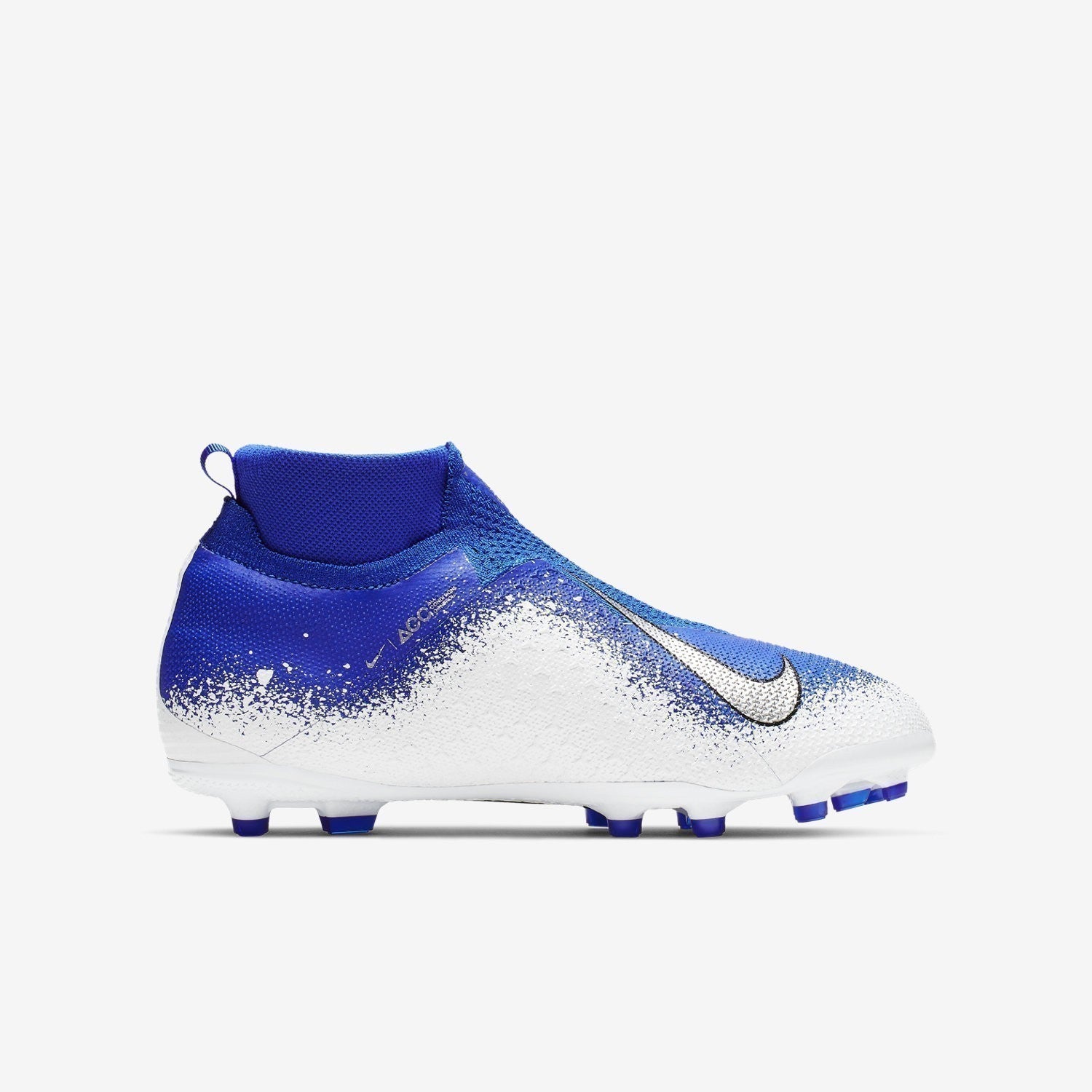 Kid's PhantomVSN Elite Dynamic Fit MG Cleats - Racer Blue/White/Chrome - AO3289-410-NIKE by Nike | Available at Niky's Sports