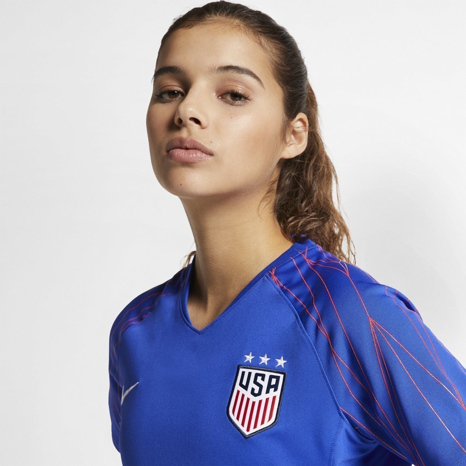 Women's USA Dri-FIT Squad Soccer Top - Bright Blue/Speed Red/White - CJ4260-443-NIKE by Nike | Available at Niky's Sports