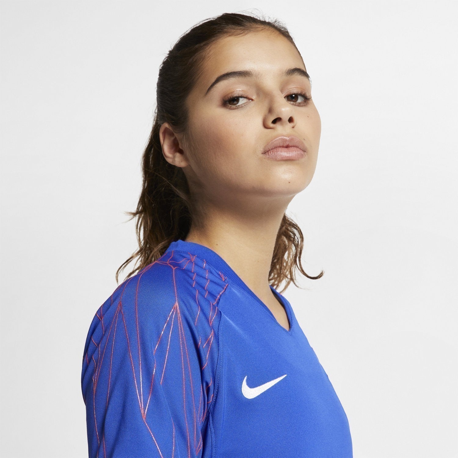 Women's USA Dri-FIT Squad Soccer Top - Bright Blue/Speed Red/White - CJ4260-443-NIKE by Nike | Available at Niky's Sports