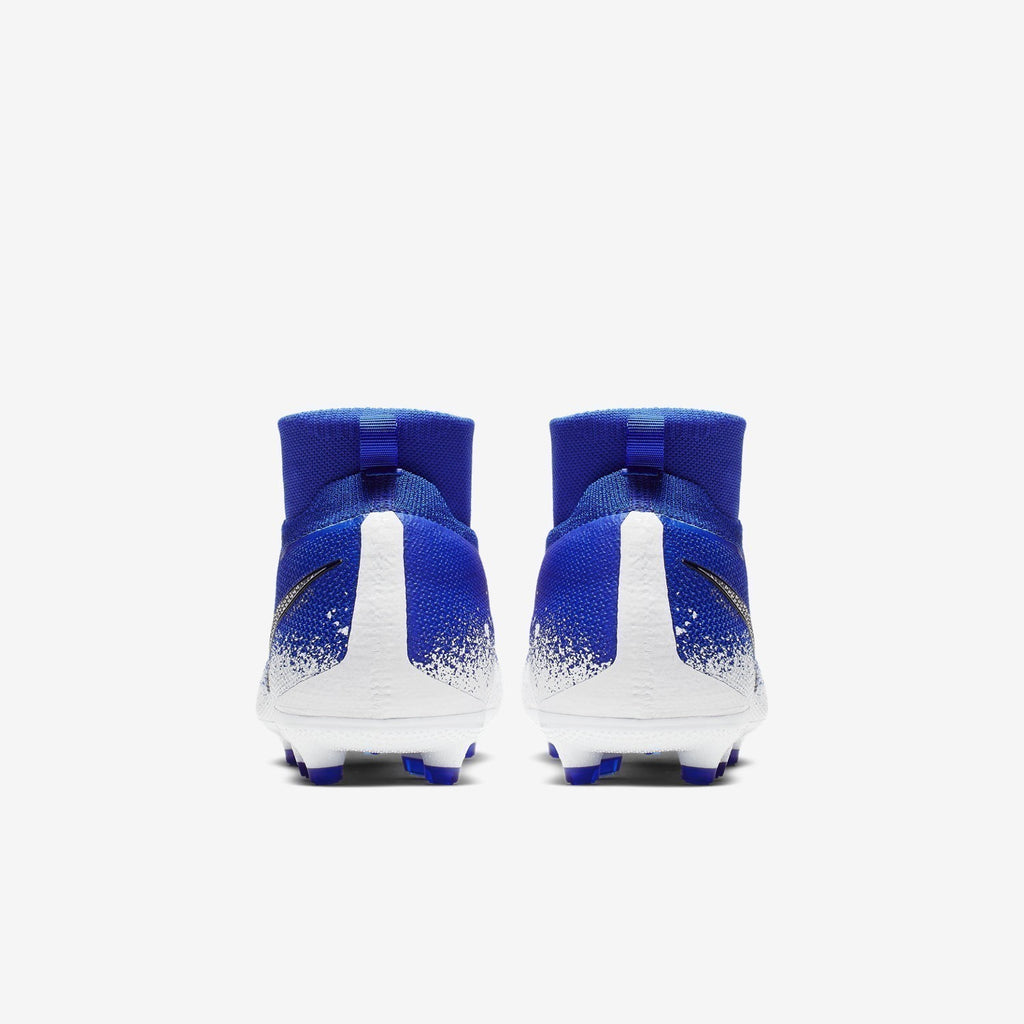 Kid's PhantomVSN Elite Dynamic Fit MG Cleats - Racer Blue/White/Chrome - AO3289-410-NIKE by Nike | Available at Niky's Sports