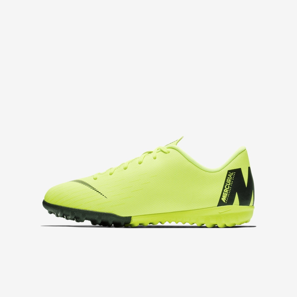 Jr. MercurialX Vapor XII Academy TF Soccer Shoes - Volt/Black