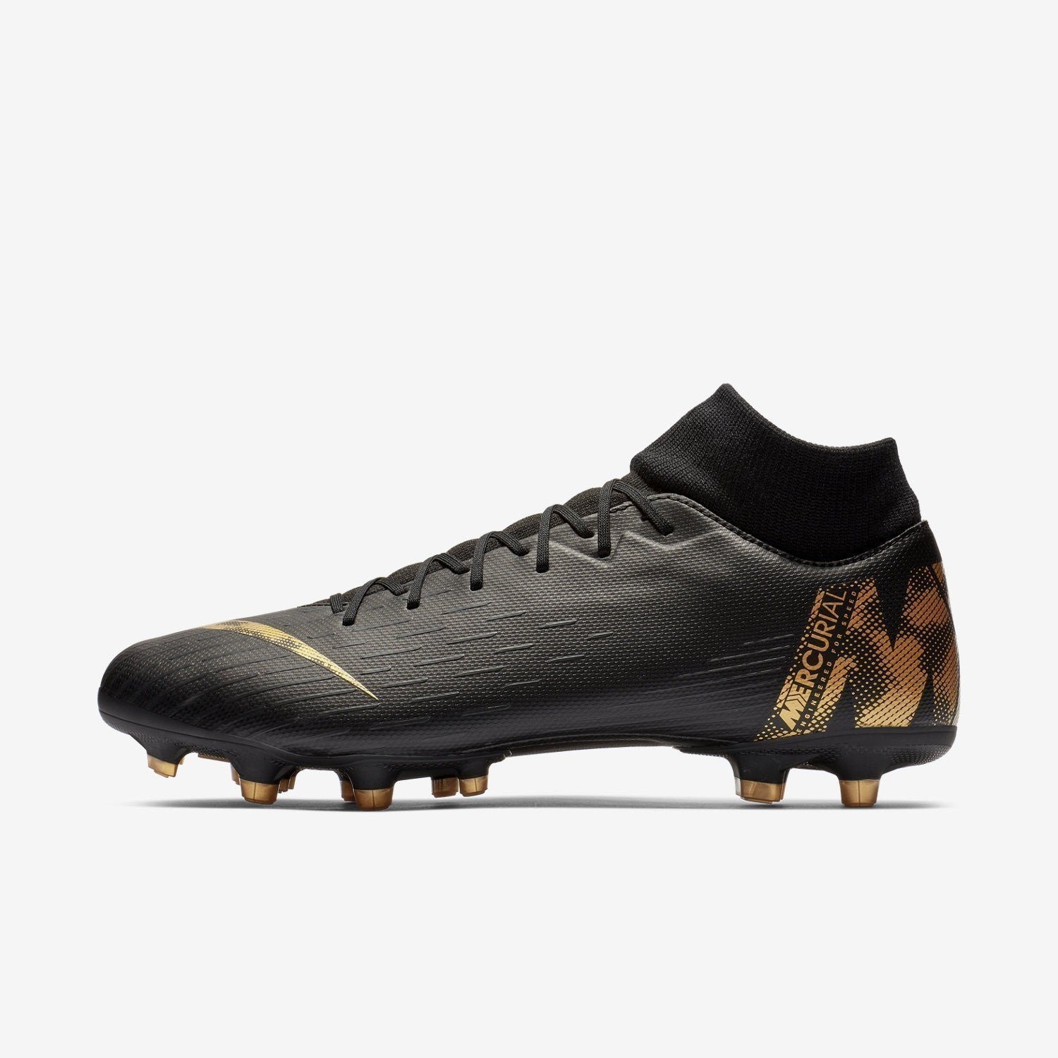 Men's Mercurial Superfly 6 Academy FG/MG Soccer Cleats - Black/Metallic Vivid Gold - AH7362-077-NIKE by Nike | Available at Niky's Sports