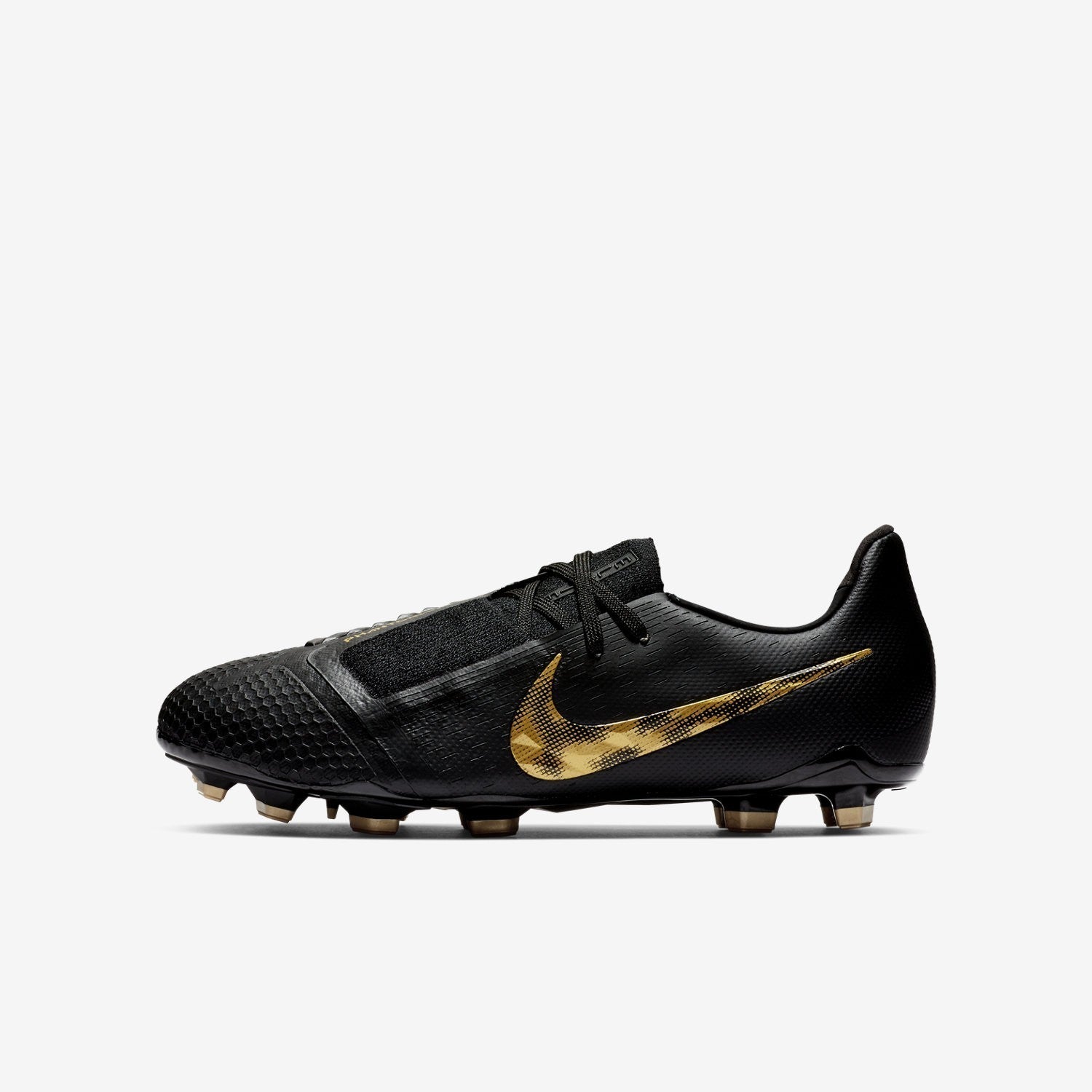 Kid's PhantomVNM Elite FG Soccer Cleats - Black/Metallic Vivid Gold