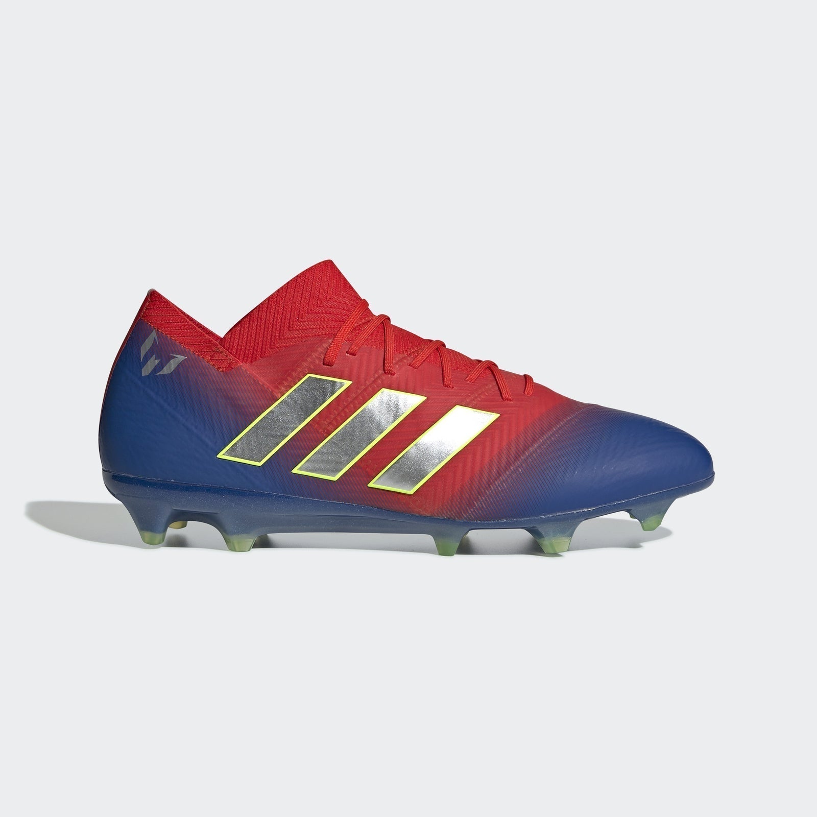 Men's Nemeziz Messi 18.1 FG Soccer Cleats - Active Red/Silver Metallic/Football Blue - BB9444-ADIDAS by Adidas | Available at Niky's Sports