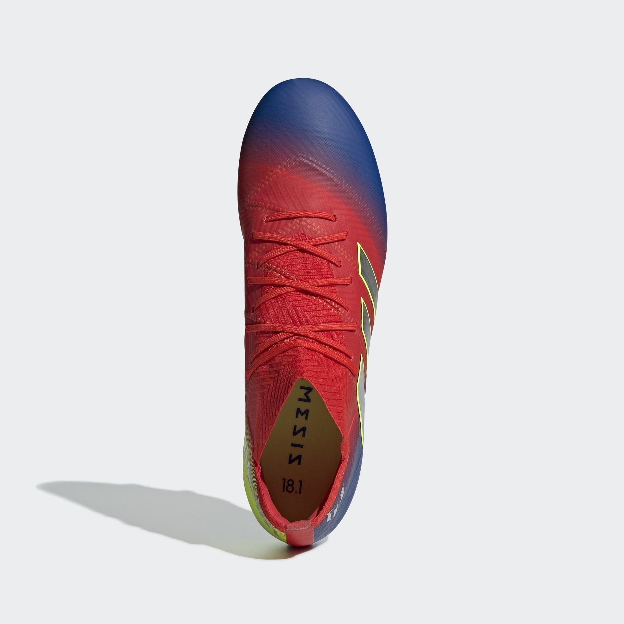 Men's Nemeziz Messi 18.1 FG Soccer Cleats - Active Red/Silver Metallic/Football Blue - BB9444-ADIDAS by Adidas | Available at Niky's Sports