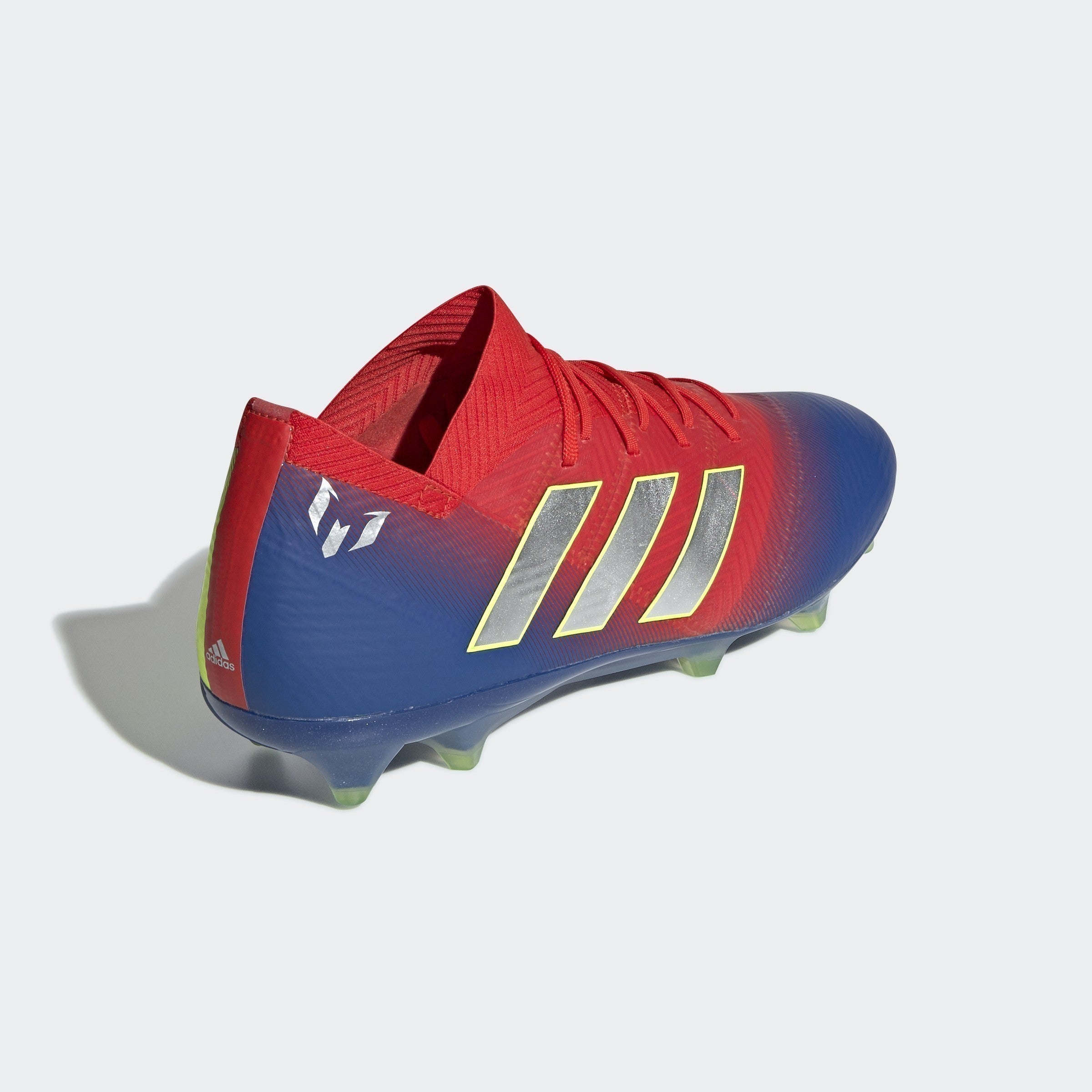 Men's Nemeziz Messi 18.1 FG Soccer Cleats - Active Red/Silver Metallic/Football Blue - BB9444-ADIDAS by Adidas | Available at Niky's Sports